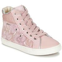 geox j kiwi g h girlss childrens shoes high top trainers in pink