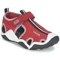 geox j wader c boyss childrens sandals in red