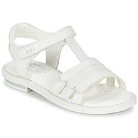 geox j sgiglio a girlss childrens sandals in white