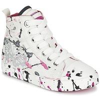 geox j ciak g c girlss childrens shoes high top trainers in white