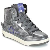 geox j creamy a girlss childrens shoes high top trainers in silver