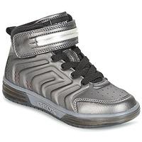 geox j argonat b b boyss childrens shoes high top trainers in silver