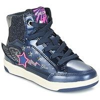 geox j creamy a girlss childrens shoes high top trainers in blue