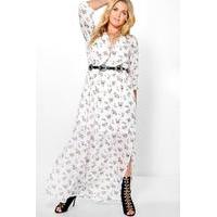 Gemma Ditsy Floral Cage Back Maxi Dress - white