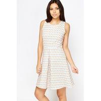 Geo Cream Skater Dress