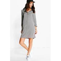 Gemma Oversized Shirt Dress - grey