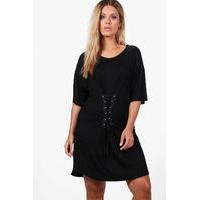 Gerogina Corset Detail T-shirt Dress - black