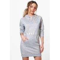 Georgina Hoody Slogan Sweat Dress - grey