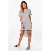 georgie strap detail dip hem tunic dress grey