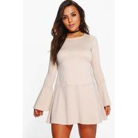 georgie drop hem frill sleeve ponte dress sand