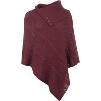 gena cable knit button poncho wine