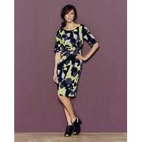 Geo Print Twist Front Dress