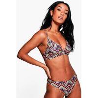 geo tribal high leg triangle bikini multi