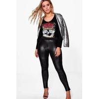 Georgia Faux Leather Biker Legging - black