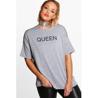 Georgina \'Queen\' Slogan Tee - grey