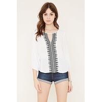 Geo-Embroidered Gauze Top