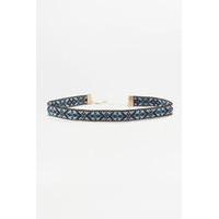 Geometric Printed Fabric Choker Necklace, BLUE