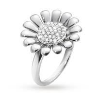 georg jensen sunflower sterling silver and diamond ring ring size p