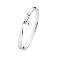 Georg Jensen Silver and 18ct White Gold 0.08ct Diamond Torun Bangle Size large