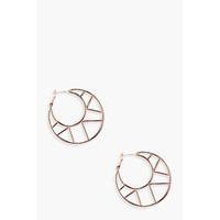 Geo Cut Out Hoop Earringa - rose gold