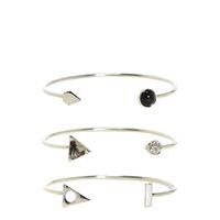 Geometric & Stone 3 Piece Bracelet Pack - gold