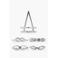 Geometric Ring Pack - silver