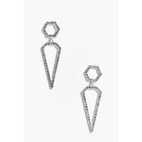 Geometric Diamante Pendant Earrings - silver