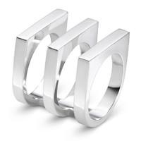 Georg Jensen Aria Sterling Silver Triple Band Ring D