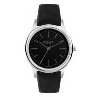 Gents Silver Tone Watch With Black Strap