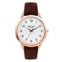 Gents Rose Tone Watch With Brown Strap