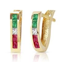 gemstone acute huggie earrings 128ctw in 9ct gold