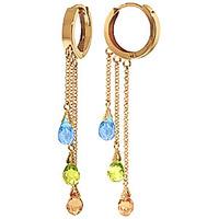 Gemstone Trilogy Droplet Briolette Earrings 4.8ctw in 9ct Gold