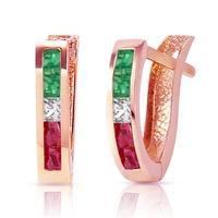 Gemstone Acute Huggie Earrings 1.28ctw in 9ct Rose Gold