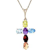 Gemstone Rio Cross Pendant Necklace 1.5ctw in 9ct Gold