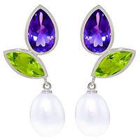 Gemstone Petal Drop Earrings 16.6ctw in 9ct White Gold