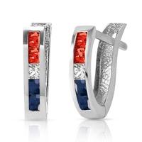 Gemstone Acute Huggie Earrings 1.28ctw in 9ct White Gold