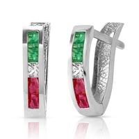 Gemstone Acute Huggie Earrings 1.28ctw in 9ct White Gold