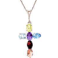 Gemstone Rio Cross Pendant Necklace 1.5ctw in 9ct Rose Gold