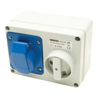 Gewiss GW 66 009 Horizontal Socket Isolating Switch 16A 400V 4 Pol...