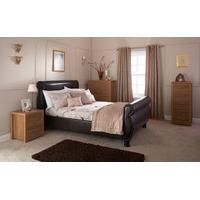 GFW Chicago Brown Faux Leather Sleigh Bed, King Size