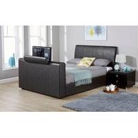 GFW Brooklyn Faux Leather TV Bed, Double, Faux Leather - Brown