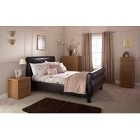 gfw chicago brown faux leather sleigh bed double