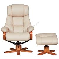 GFA Cologne Taupe Leather Swivel Recliner Chair