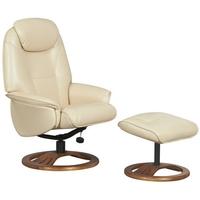 GFA Oslo Cream Bonded Leather Swivel Recliner Chair