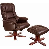 GFA Shanghai Nut Brown Bonded Leather Swivel Recliner Chair