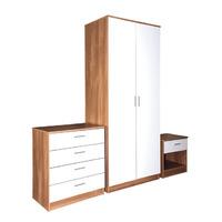 GFW Ottawa 2 Door Wardrobe, 4 Drawer Chest and 1 Drawer Bedside Set