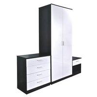 GFW Ottawa 2 Door Wardrobe, 4 Drawer Chest and 1 Drawer Bedside Set