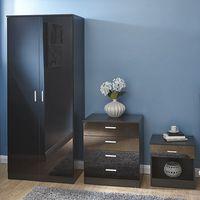 GFW Ottawa 2 Door Wardrobe, 4 Drawer Chest and 1 Drawer Bedside Set