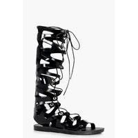 Ghillie Jelly Gladiator Knee High Sandal - black