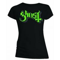 Ghost Green Grey Keyline Logo Skinny Ladies T Shirt: Mediu